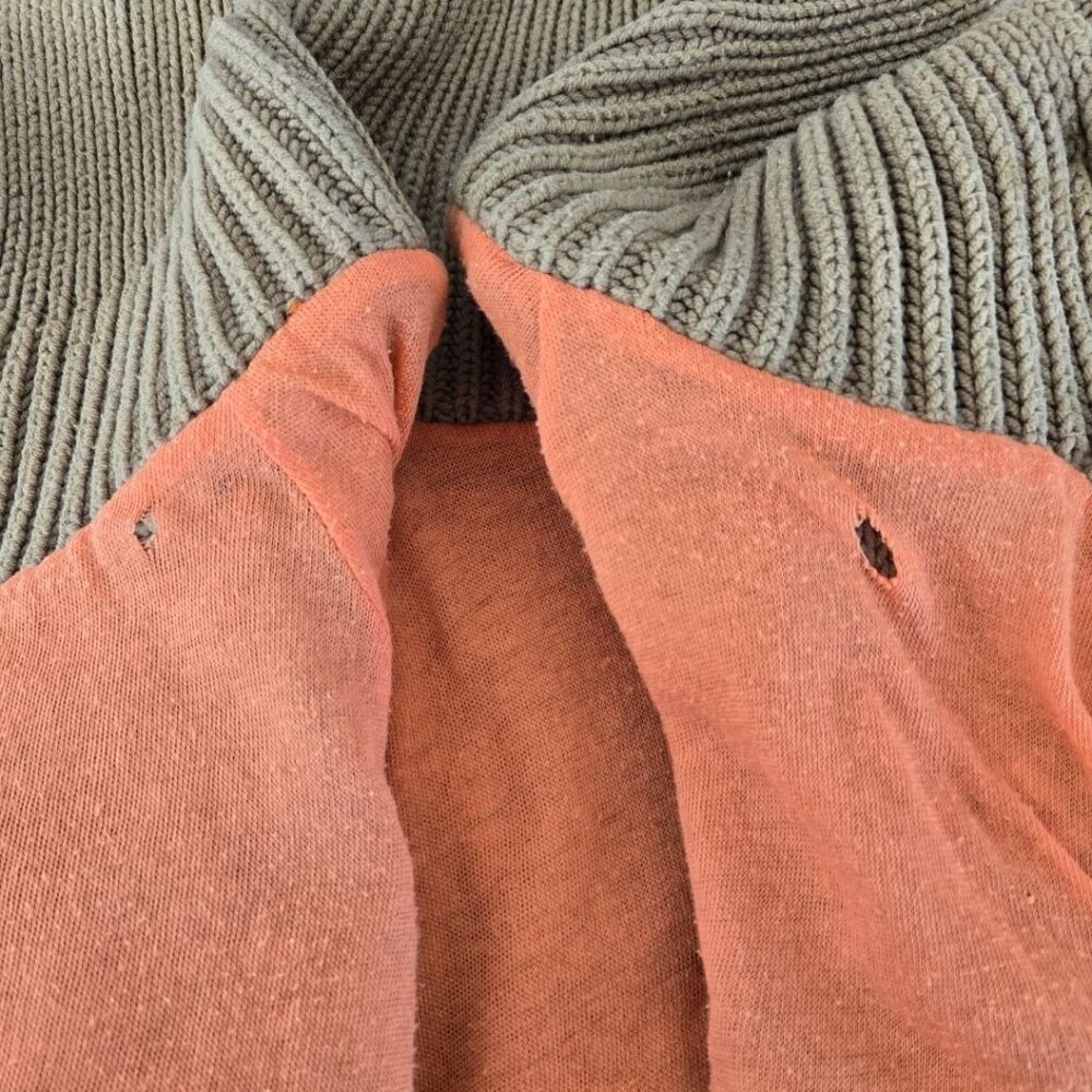 Free People Womens Knit Cardigan Embroidered Floral Beige & Coral Lined Size M - Picture 6 of 8